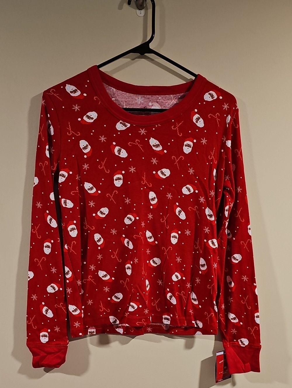 Wondershop Red Santa Face Long Sleeve Pajama Top